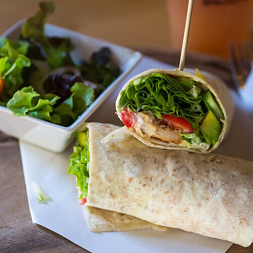Wraps au poulet et crudités
