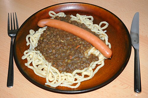 Saucisses aux lentilles