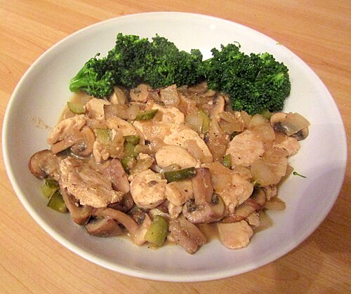 Poulet à la moutarde, haricots verts et riz