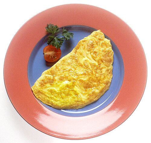Omelette aux champignons et salade
